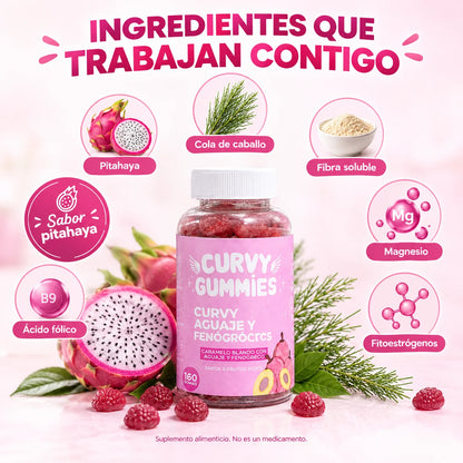 La gomita Curvy de pitahaya que reduce la retención de líquidos y moldea tu figura.